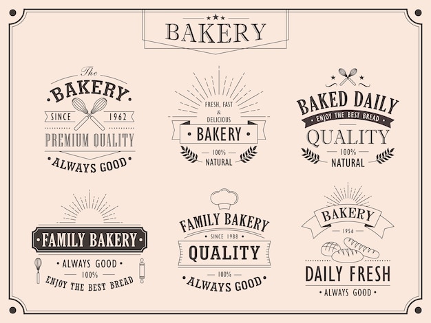 Vector set of elegant bakery vintage emblems collections