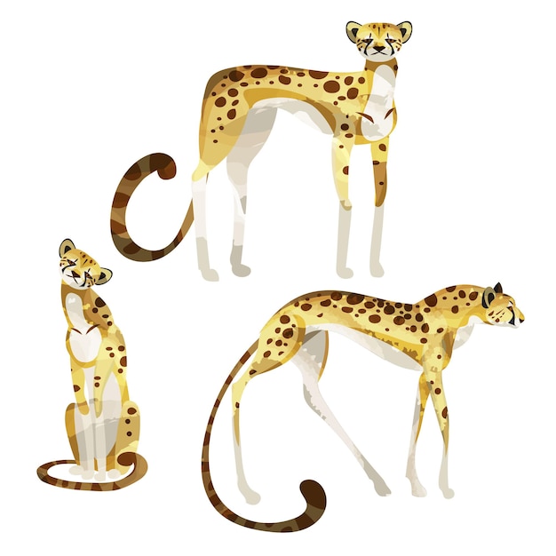 Set of elegant decorative cheetahs