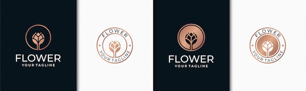 Set elegant flower logo design