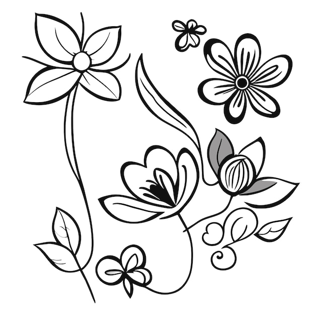 Vector set of elegant frames with leaves or hand drawn floral decoration element set