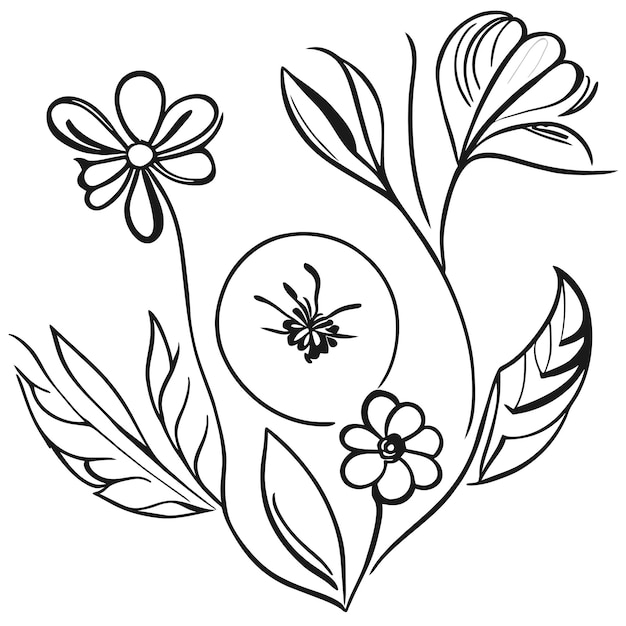 Set di cornici eleganti con foglie o elementi di decorazione floreale disegnati a mano