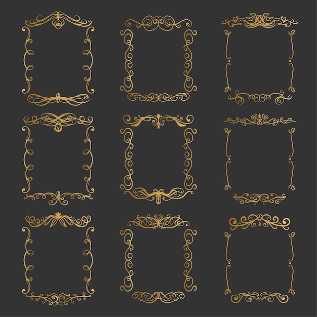 Set of elegant golden frames