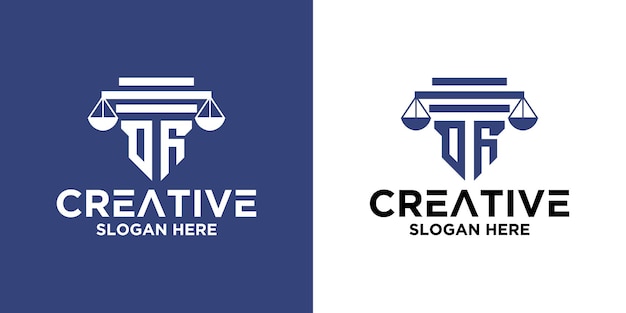 Vector set of elegant initial pillar law firm attorney logo design template premium