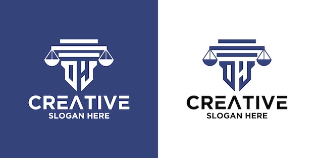 Set of elegant initial pillar law firm attorney logo design template premium