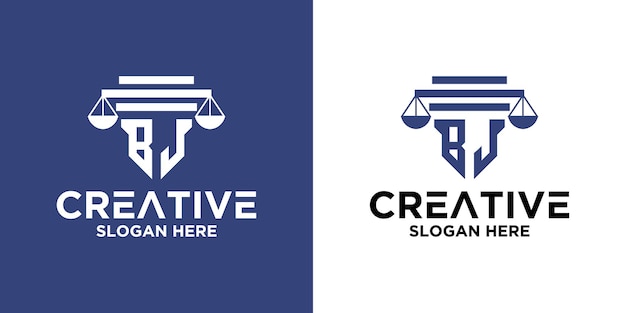 Set of Elegant Initial pillar Law firm attorney logo design Template premium