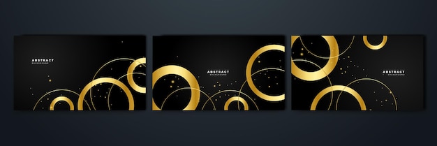 Set of elegant luxury black and gold abstract design background