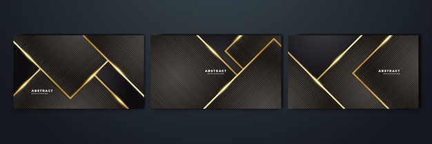 Set of elegant luxury black and gold abstract design background