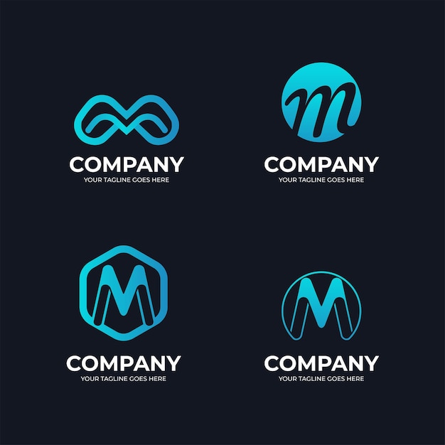Impostare elegante m lettera vector graphic logo design