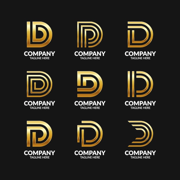 Set of Elegant Monogram Letter D Logo Design Template