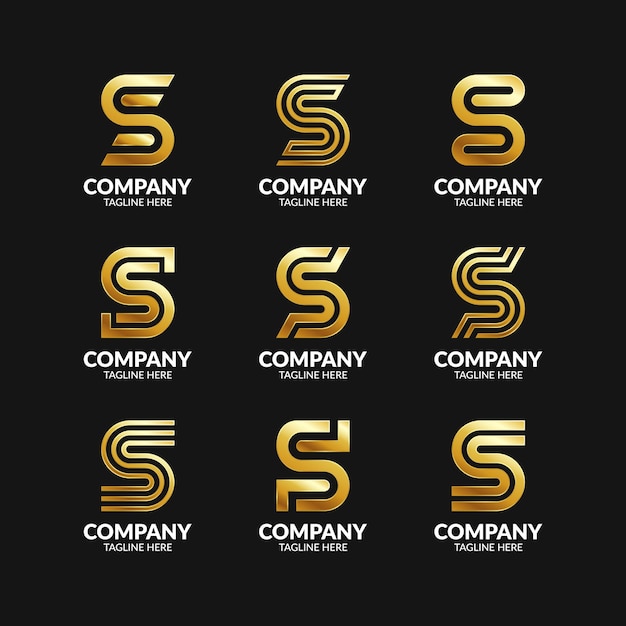 Set of Elegant Monogram Letter S Logo Design Template