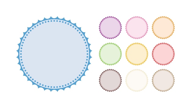 set of elegant round classic packaging blank sticker plain background vector design