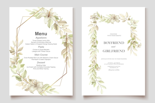 Set of elegant soft floral wedding invitation