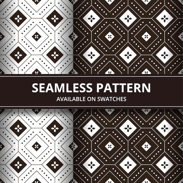 Set of elegant traditional Javanese Indonesia batik seamless pattern background. Classic fabric wallpaper. Ethnic decoration