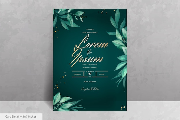 Vector set of elegant watercolor wedding invitation card template