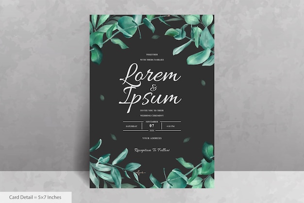 Set of elegant watercolor wedding invitation card template