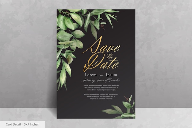 Set of elegant watercolor wedding invitation card template