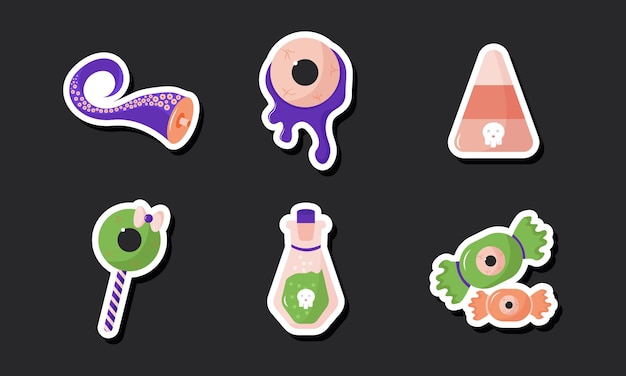 Set of element halloween sticker collection