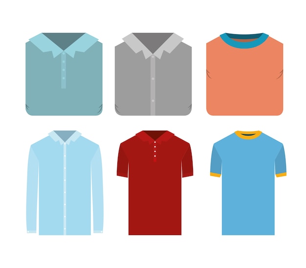 Vector set elements clothes shirt