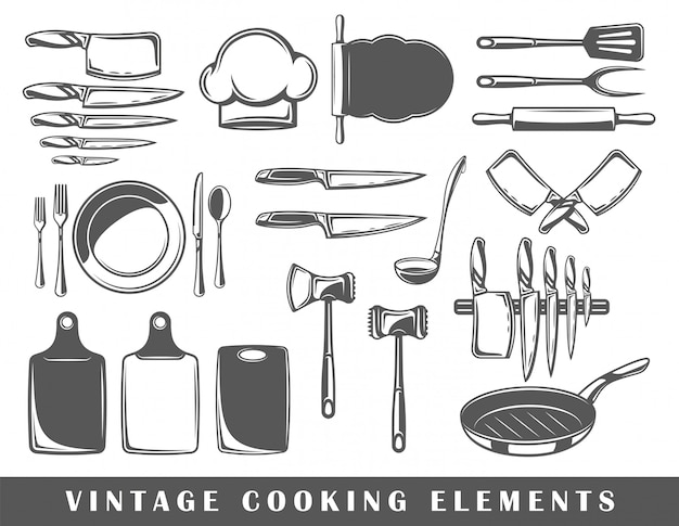 Vector set of elements of the cooking