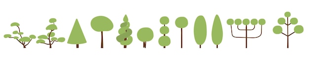 Set of elements Different types of trees Green trees Figures of trees