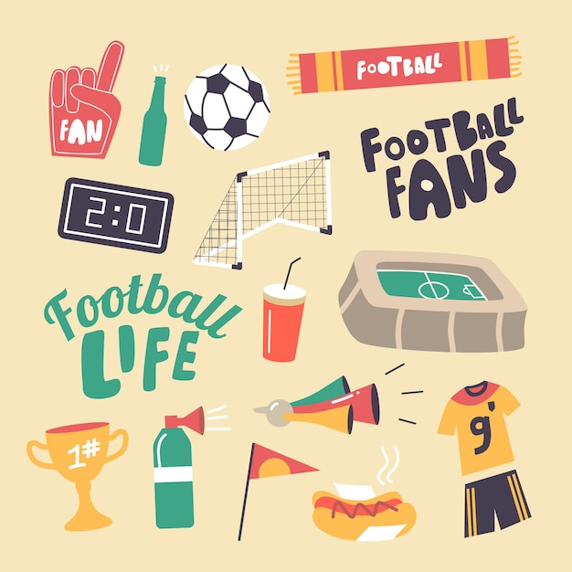 Set of elements Football Fans Attribution Theme