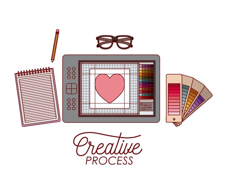Vector set elements graphic design creative process 