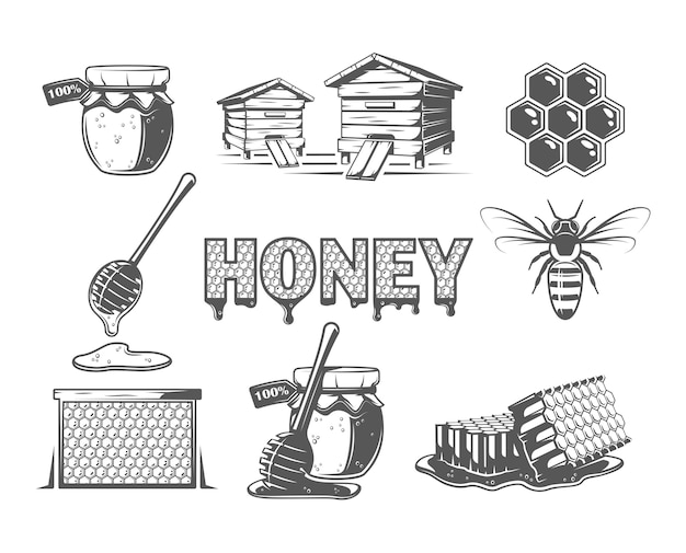 Set of elements of the honey