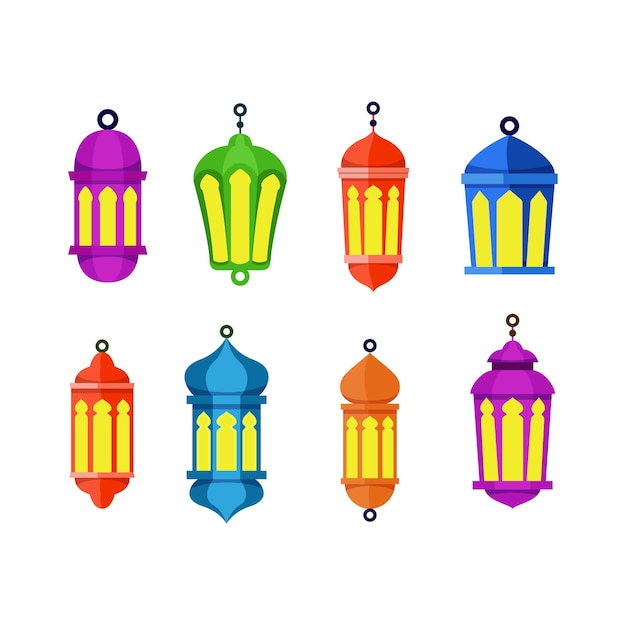 Vector set of elements lantern collection for islamic religious ramadan kareem