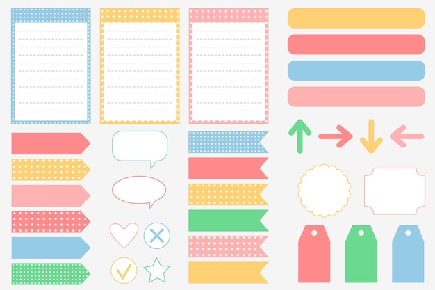 Premium Vector  A set of elements for a notepad planner or diary stickers  for scrapbooking todo list frames