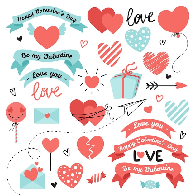 Vector set of elements for valentines day