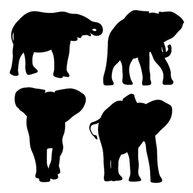 Set of elephant silhouette vector