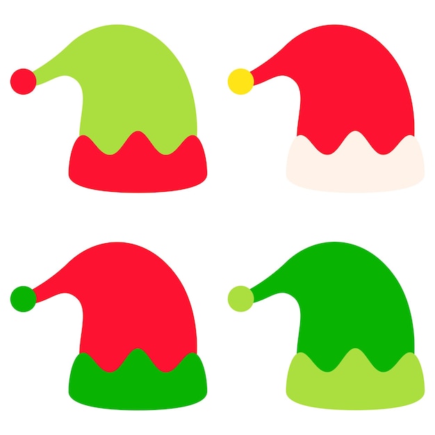 Set of elf hat isolated on white background