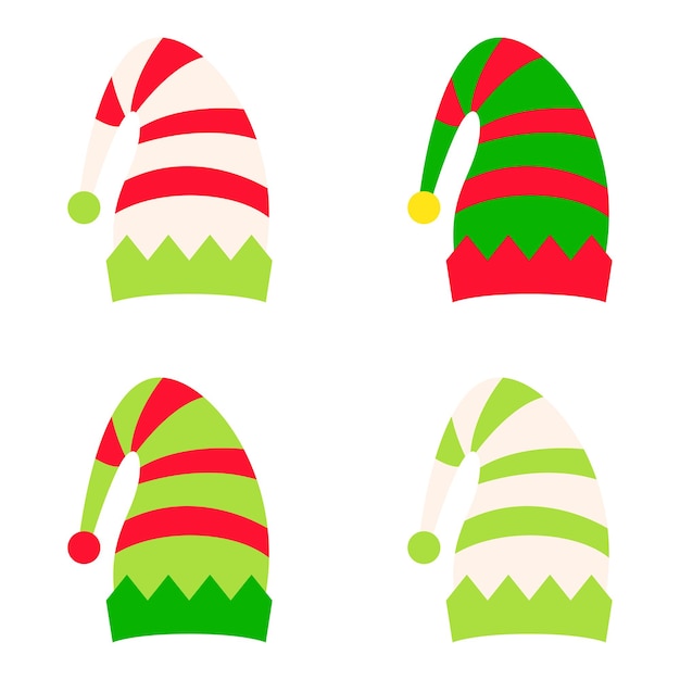 Premium Vector | Set of Elf hat isolated on white background