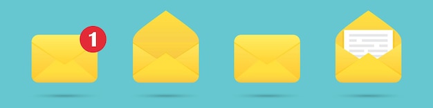 Set of email message envelope icons in a flat design