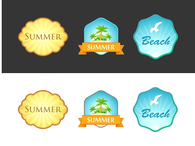 Set embleem met zomerillustraties