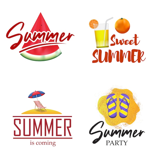 Set emblem Summer holiday badge