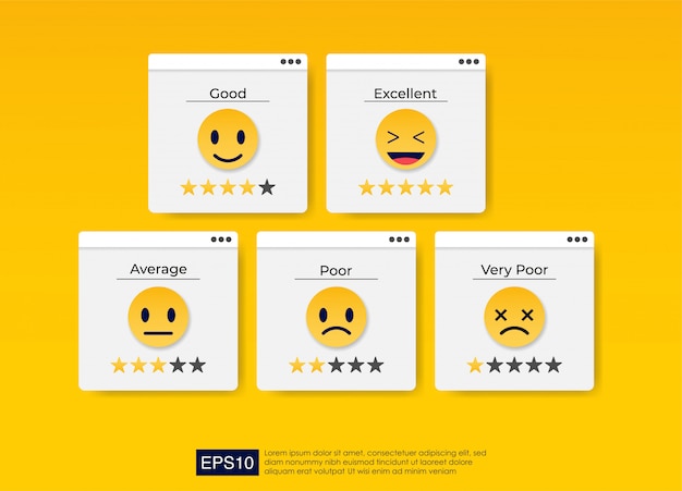 Set di icone colorate emoji per il feedback dei clienti.