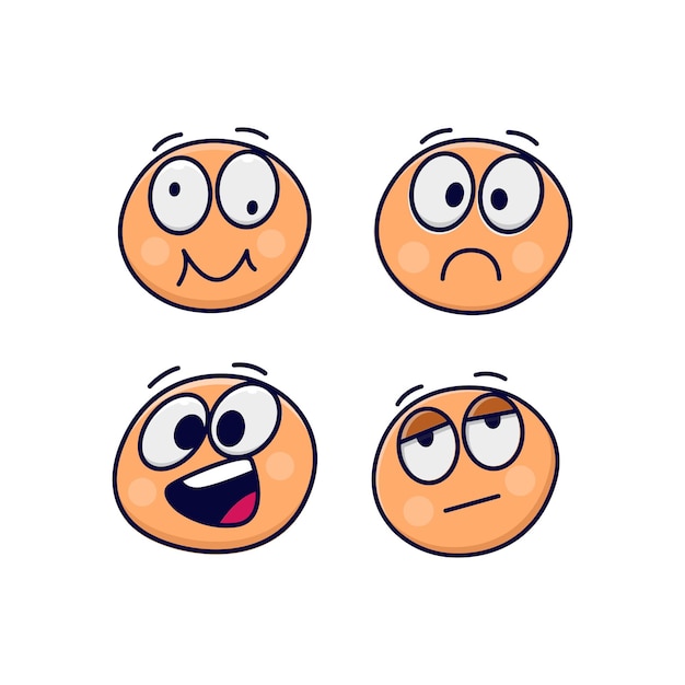 Vector set emoji cute cartoon illustration