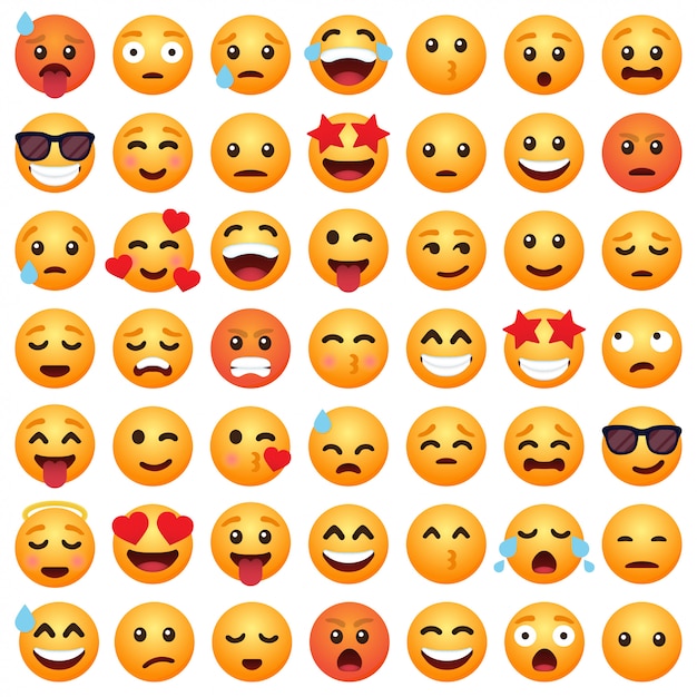 Vettore set di emoticon cartoon emoji sorriso per i social media