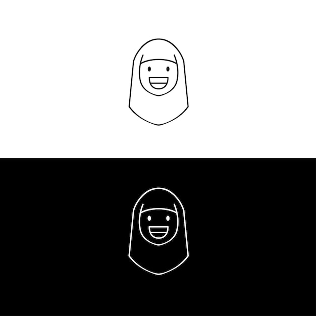 Set of emoticon hijab kids isolated on white background hand drawn emoticon sticker