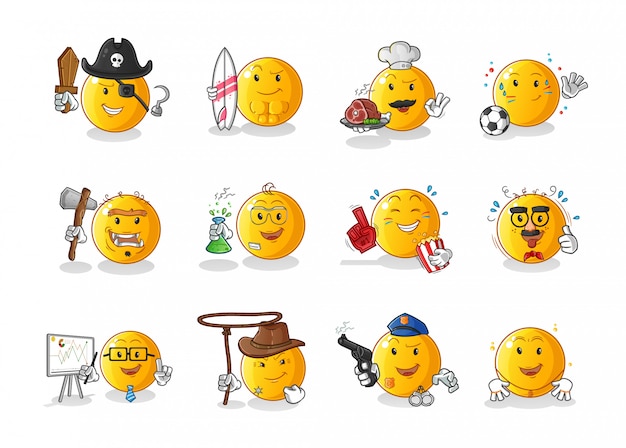 Vector set of emoticon profession