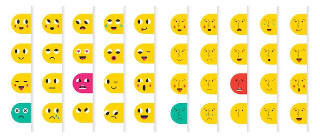 Vettore set di emoticon o emoji per dispositivi illustrazione vettoriale