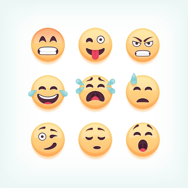 Set of emoticons, emoji  on white background,  illustration.