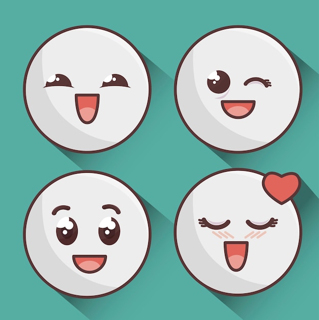 set of emoticons isolated icon design