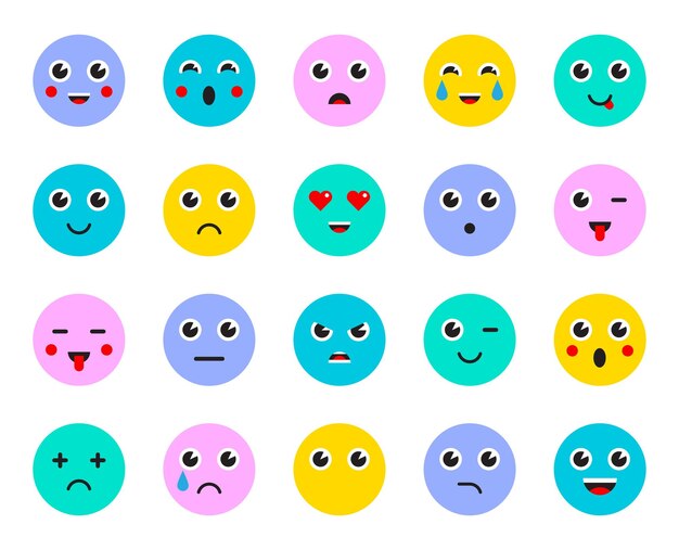 Vector set of emoticons stickers emoji vector illustration