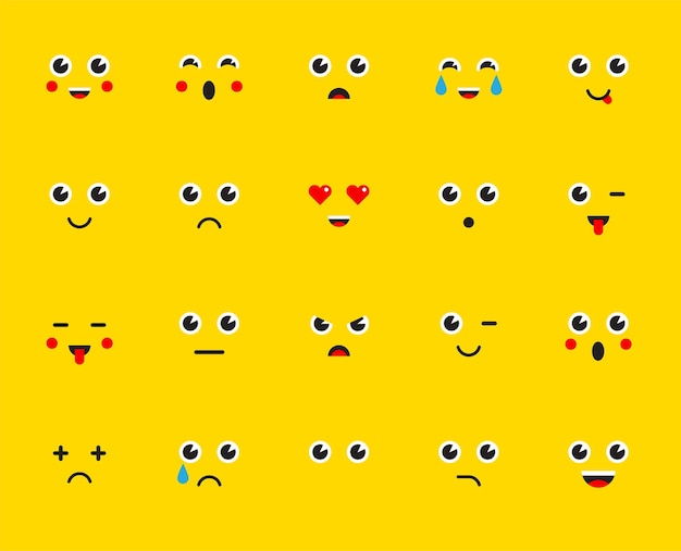 Vector set of emoticons stickers emoji vector illustration