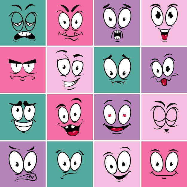 Set of emotion icons design in flat style.