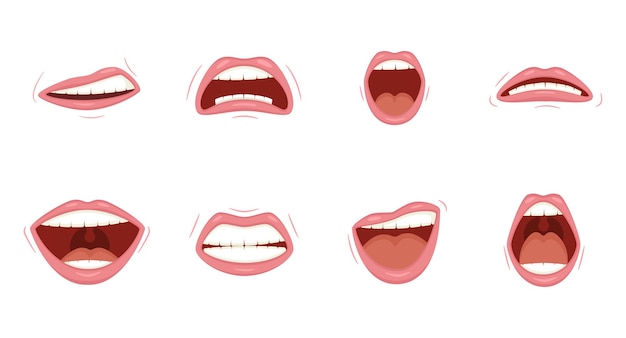 Vector set of emotional women's lips