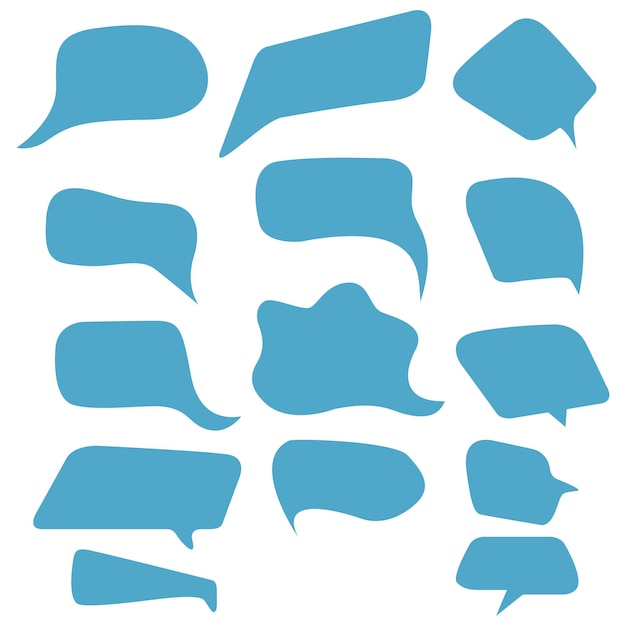 Set of empty blue speech bubbles