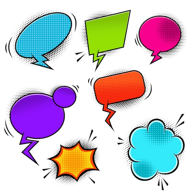 Set of empty comic style speech bubbles.  element for poster, banner.  illustration